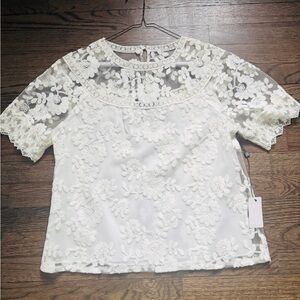 Laundry By Shelli Segal Floral Lace Blouse - Cream
